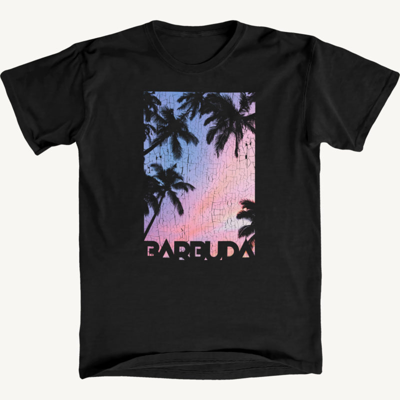 Barbuda Pink Palm Silhouette
