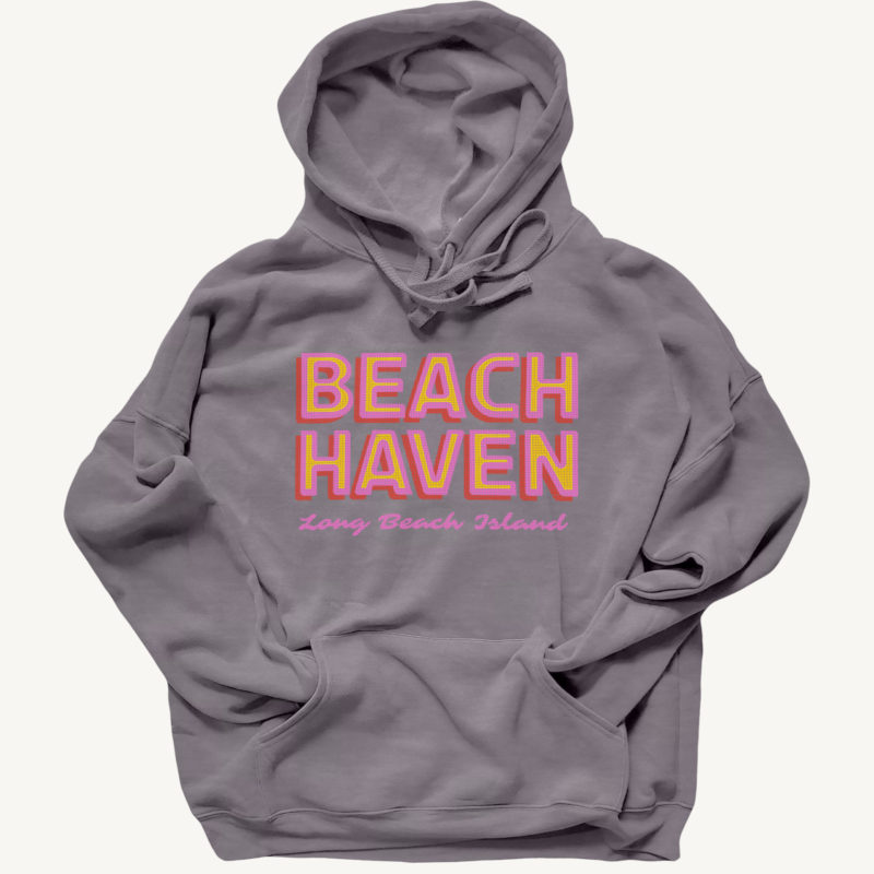 Beach Haven Pop Art Text Hoodie