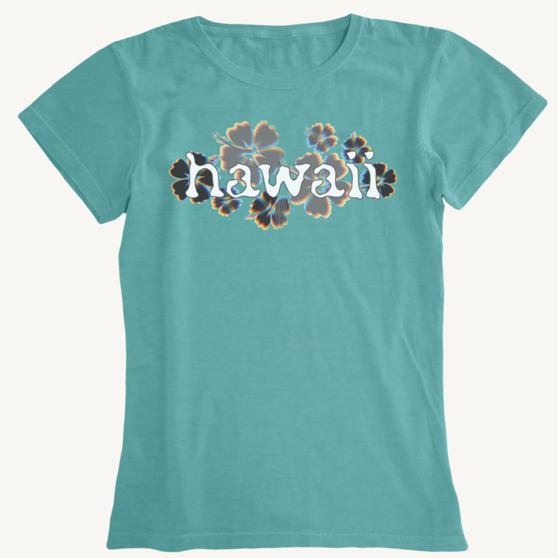 Womens Glitch Hibiscus Hawaii
