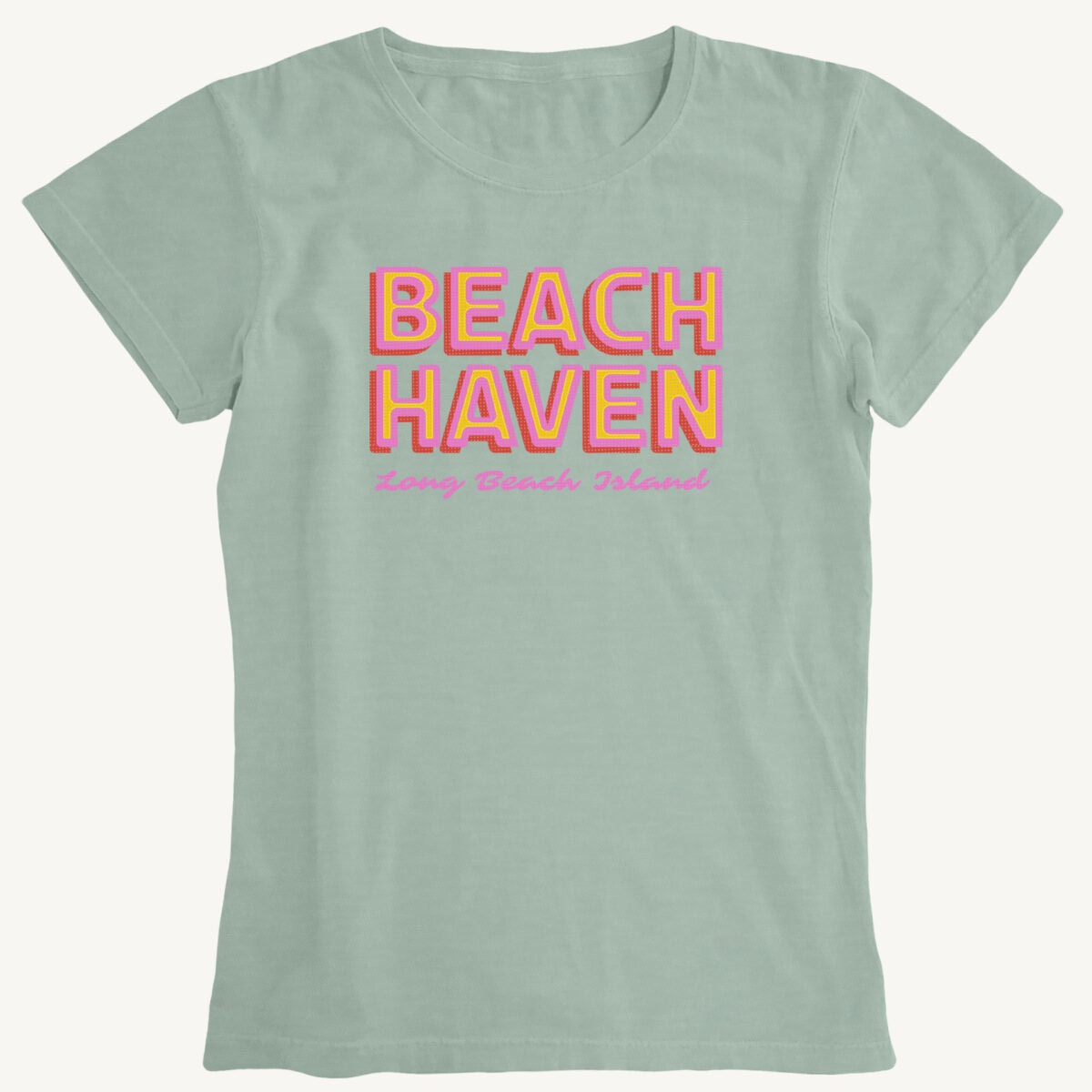 Womens Beach Haven Pop Art Text