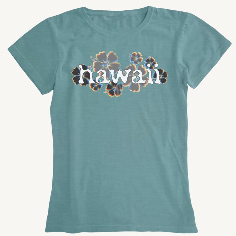 Womens Glitch Hibiscus Hawaii